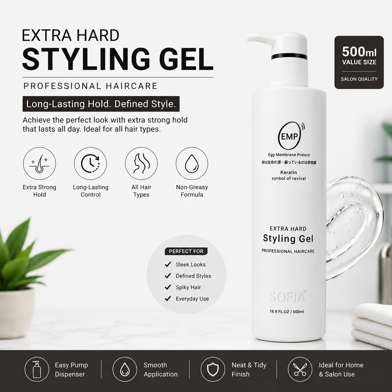 EMP Extra Hard Styling Gel 500ml