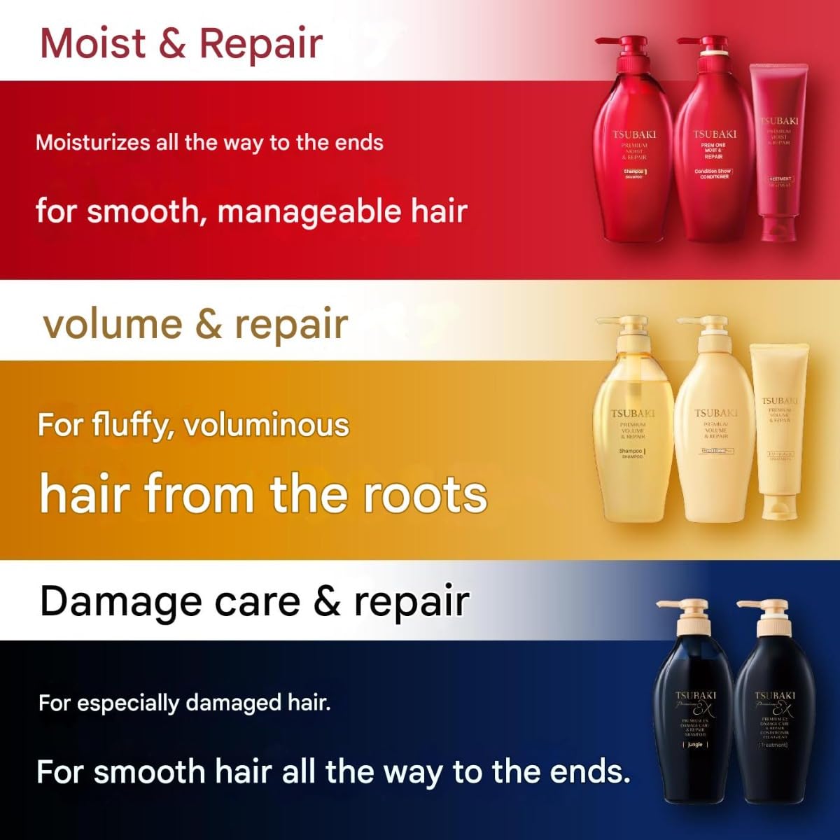 Shiseido Tsubaki Premium Moist / Premium Repair Shampoo, Conditioner Refill