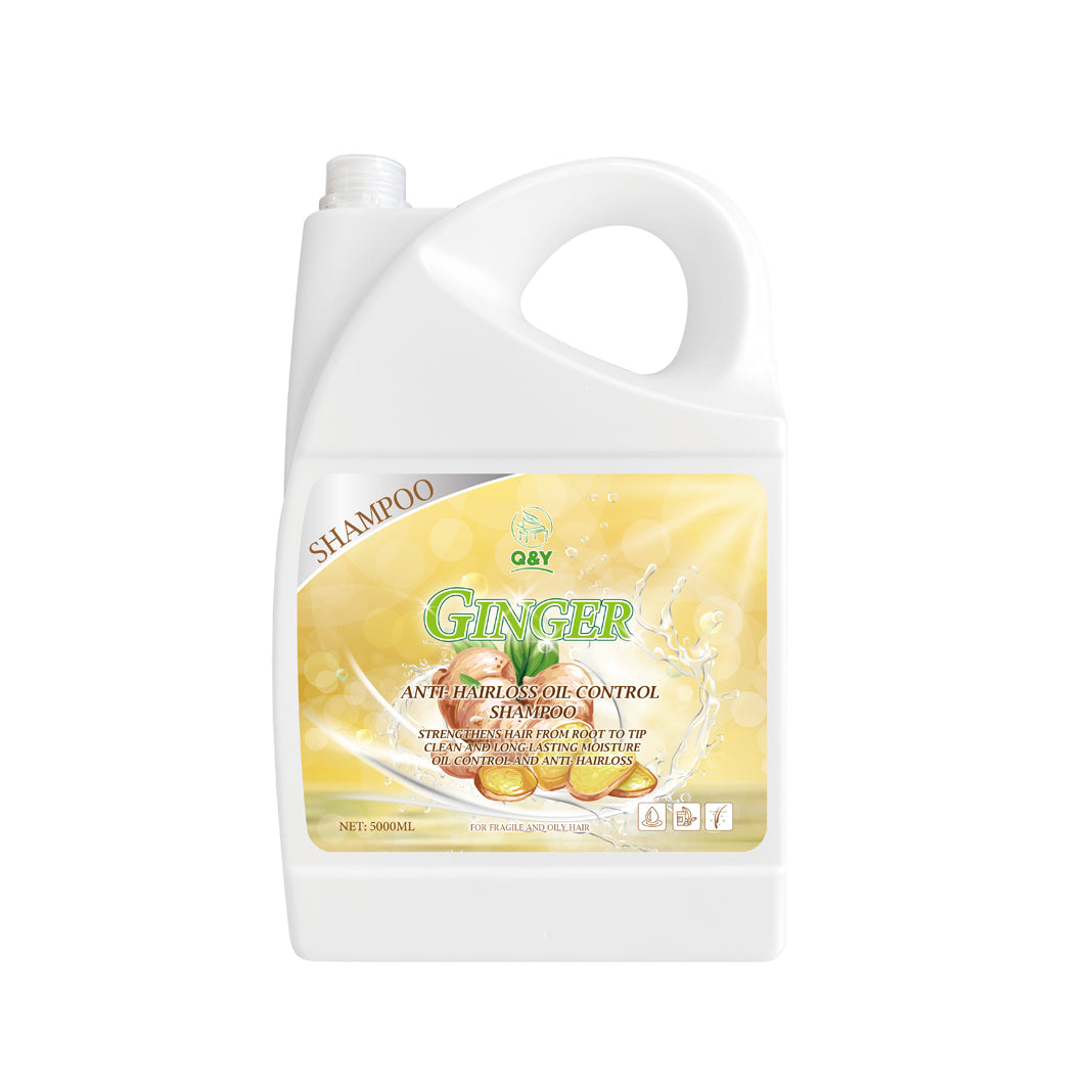 Q&Y Ginger Hydrating & Repair Shampoo -Stimulates Scalp, Strengthens Hair, Fights Hair Loss (SIZE: 5L)