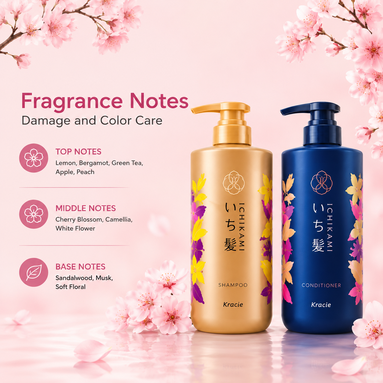 Kracie ICHIKAMI Damage Repair & Color Care Shampoo + Conditioner Set