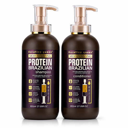 KERATIN QUEEN Moisturizing Protein Brazilian Shampoo & Conditioner Set