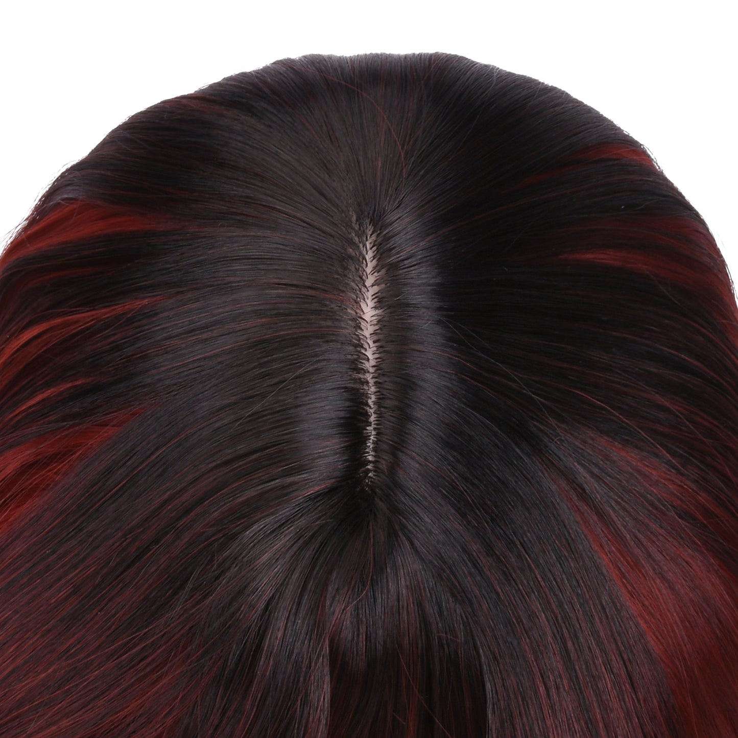 Long Red Wavy Wig with Bangs – Burgundy Red Body Wave Full Wig