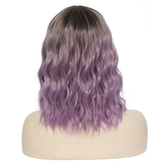 Long Lavender Purple Wavy Wig with Bangs – Shoulder Length Curly Full Wig