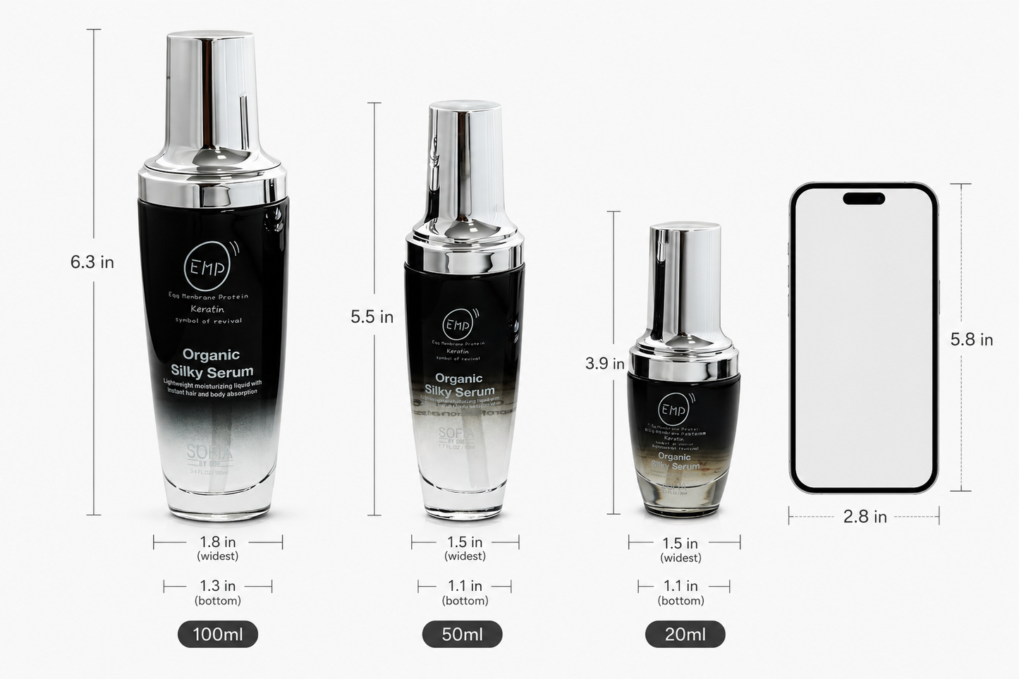 EMP Organic Silky Serum Hair Serum (choose size)