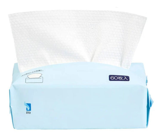 ITO Facial Towels 60 pcs – Disposable Soft Embossed Cotton Cleansing & Makeup Removal