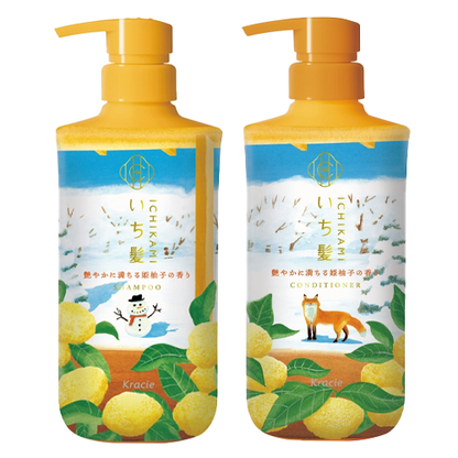 KRACIE Ichikami Yuzu Fragrance Shampoo & Conditioner Set 480ml+480g