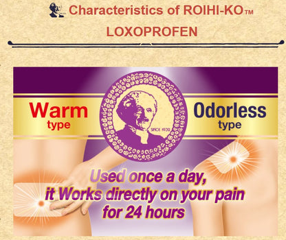 Roihi Loxoprofen- Nichiban Roihi Warm Body Comfort Adhesive Patches Odorless 7 Sheets 7×10cm Japan