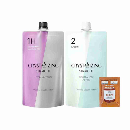 Hair Rebonding Crystallizing Hair Straightener + Neutralizing Emulsion H1+2 400g Each