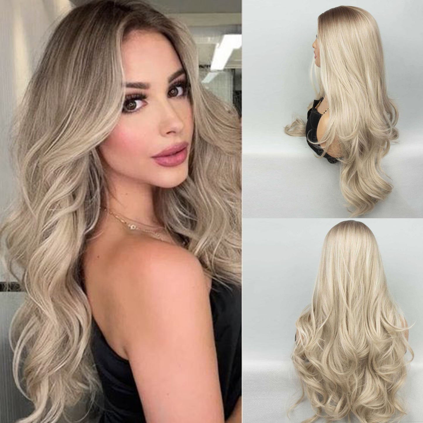 Long Wavy Blonde Wig – Platinum Blonde Loose Wave Long Hair Wig