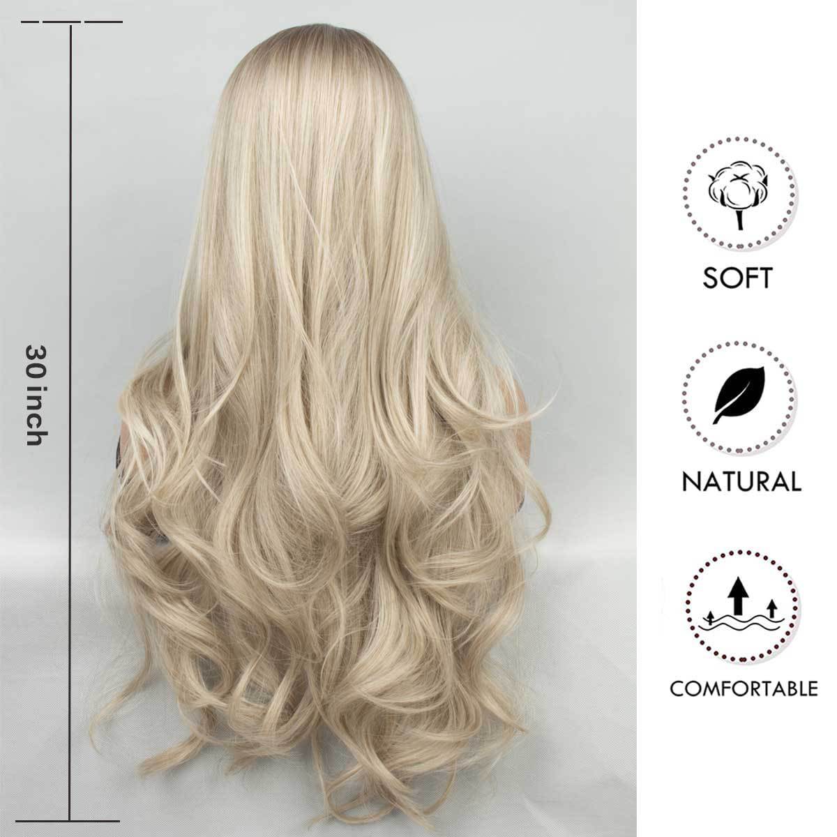 Long Wavy Blonde Wig – Platinum Blonde Loose Wave Long Hair Wig