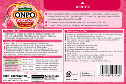 ONPO Rose Carbonated Bath Tablets, 20 Count, 4 Rose Fragrances, Japanese Bath Fizzies, Individually Wrapped, Made in Japan