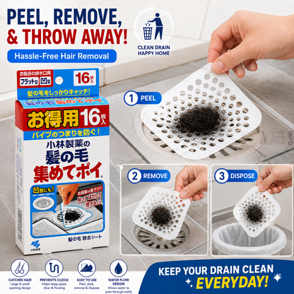 Kobayashi Drain Hair Catching Sticker 16pcs x 2 Pack Japan Bathroom Hair Filter