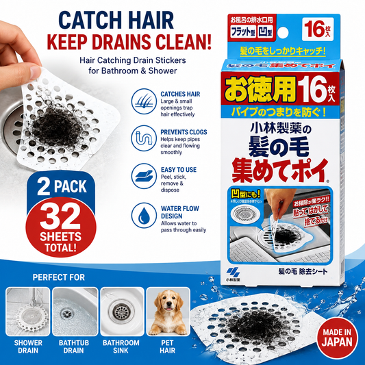 Kobayashi Drain Hair Catching Sticker 16pcs x 2 Pack Japan Bathroom Hair Filter