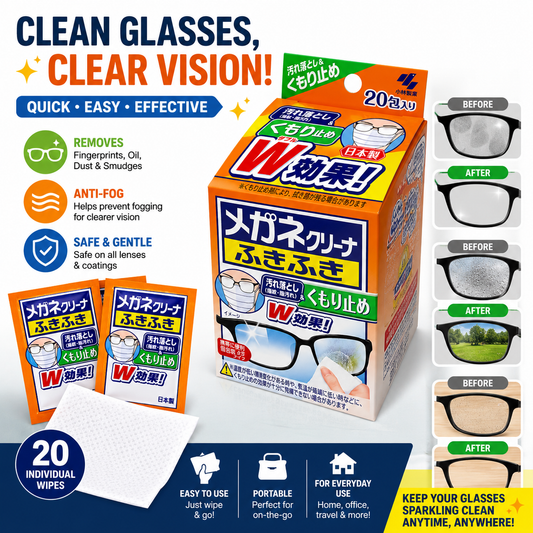 Kobayashi Glasses Cleaner Wipes 20pcs Japan Eyeglass Lens Cleaning Sheets