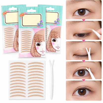Beauty World Natural Eye Tape, Double Eyelid Makeup Tape, Nude, 30 Uses x 3 Pack