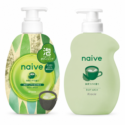 Kracie Naive Body Wash – Matcha Latte Scent Japanese Shower Gel (530ml)
