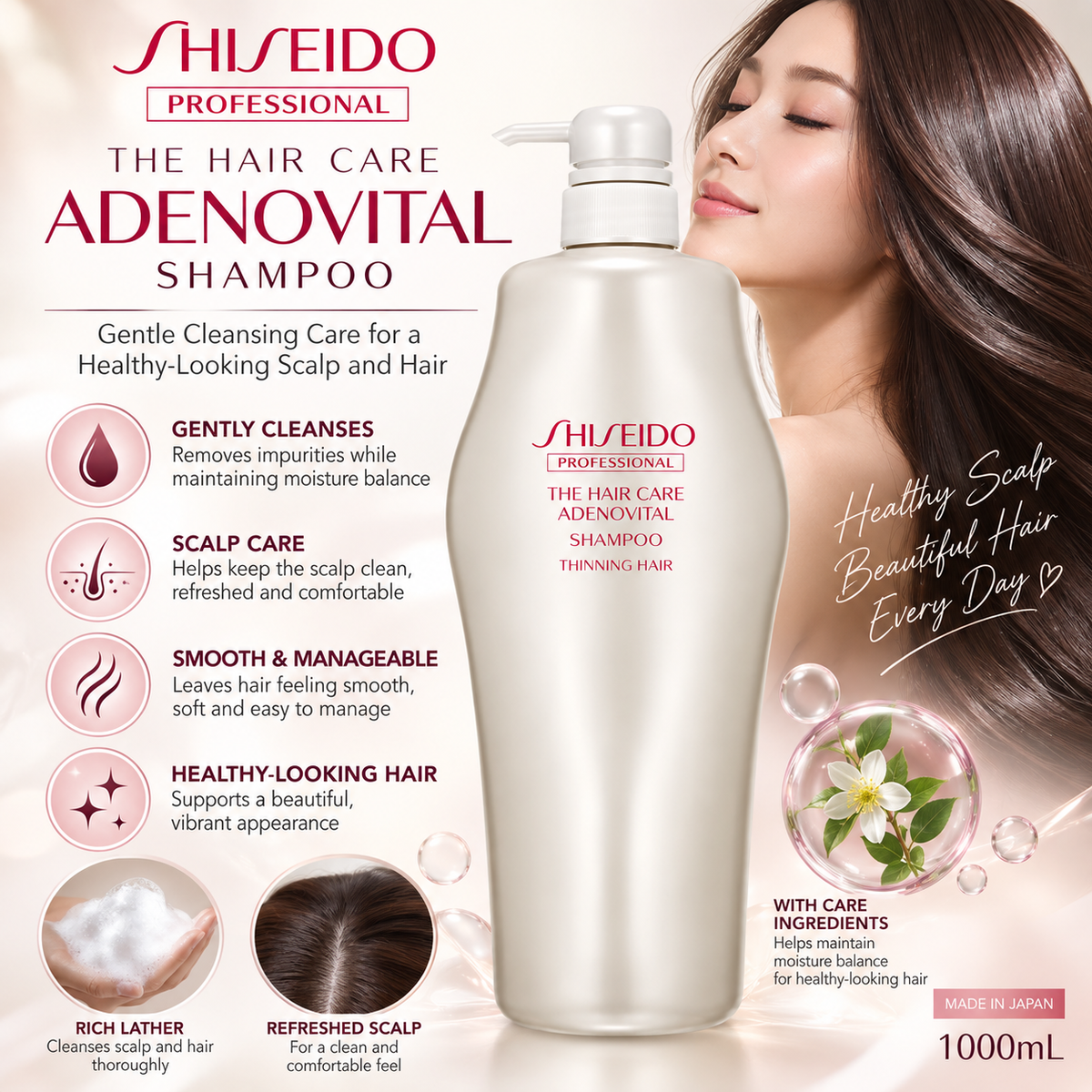 SHISEIDO Professional Adenovital Shampoo 1000ml Cleansing Moisturizing Shampoo