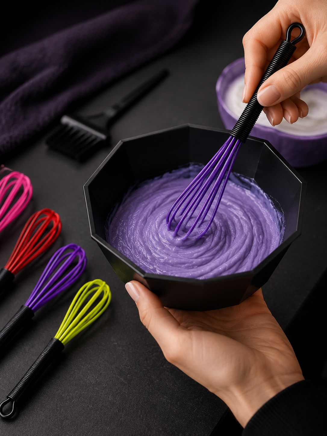 6 Pc Hair Color Mixing Whisk, Plastic Hair Dye Mixer, Salon & Home Hair Coloring Tool, Multicolor