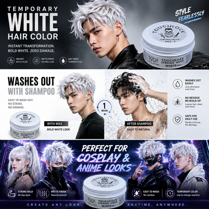 SOFIA BY ODE Tough Lock Strong Hold Wax No.3 White - Creative Hold with Temporary White Tint