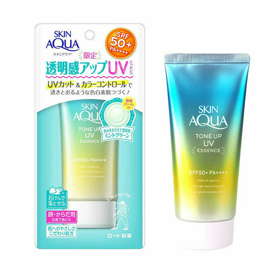 Rohto Skin Aqua tone up uv essence Limited mint green SPF50+/PA++++ 80g
